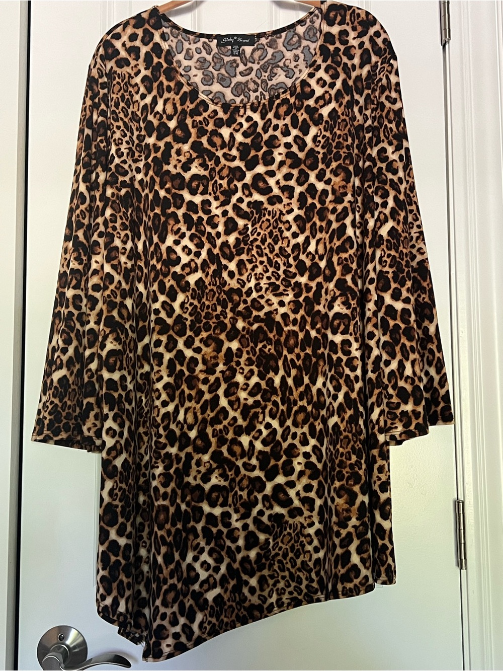 Slinky Brand Leopard Print Tunic in Brown and Black Plus 3X